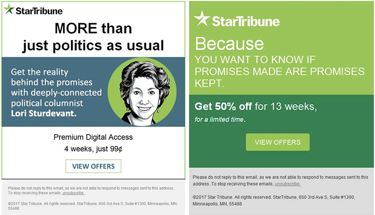 The Star Tribune has started marketing its value to customers.