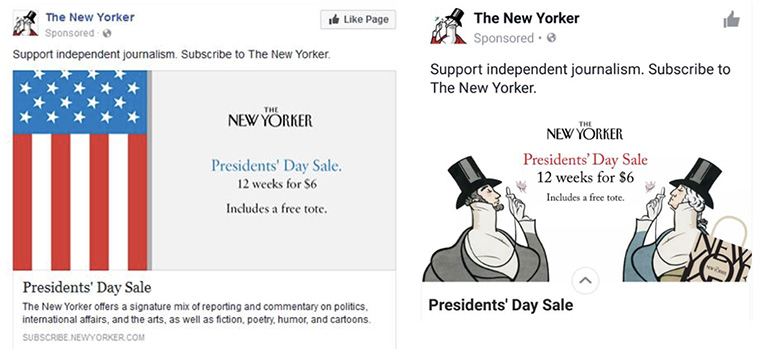 The New Yorker communicates the importance of independent journalism to potential customers.