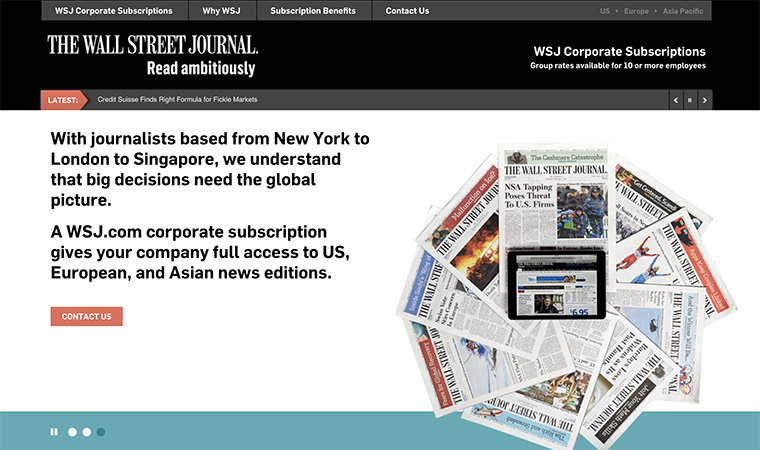 Part of The Wall Street Journal's membership strategy included a corporate subscription offering.