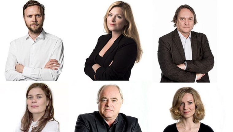 Commentators for Dagbladet are, from top left, political editor Geir Ramnefjell, Martine Aurdal, Morten Strand, Sigrid Hvidsten, John Olav Egeland, and Inger Merete Hobbelstad.