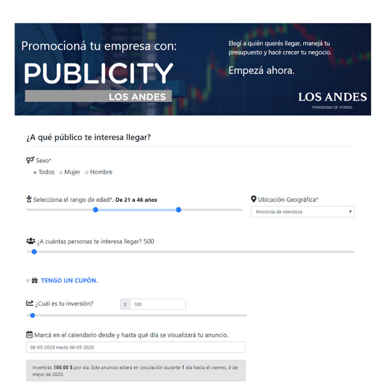 The self-service tool lets advertisers manage their own promotion.