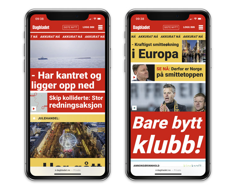The publication uses short titles, bright colours, asymmetrical layout, and other design features to grab attention.