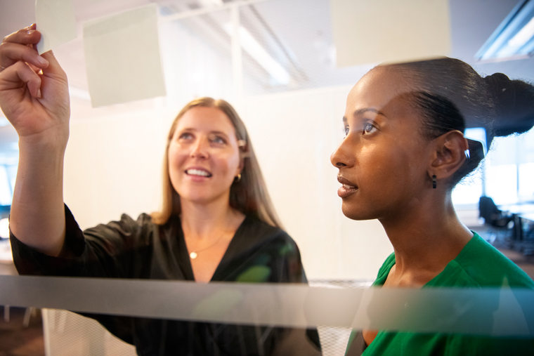 Agnes Stenbom (head of lab) and Belenn Bekele (community researcher) of IN/LAB. Photo by Banfa Jawla