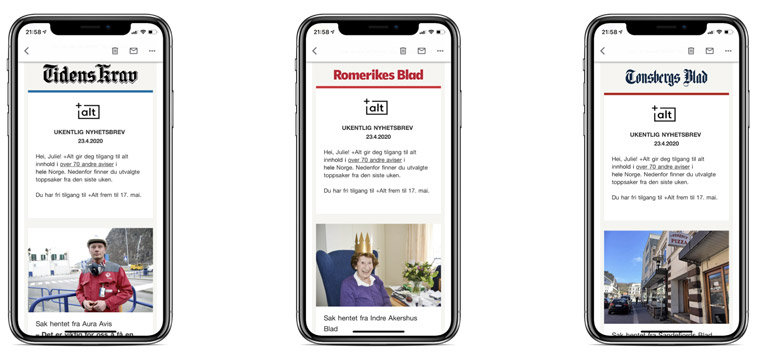 Subscribers to all of Amedia's publications were given an option to opt in to Alt+.