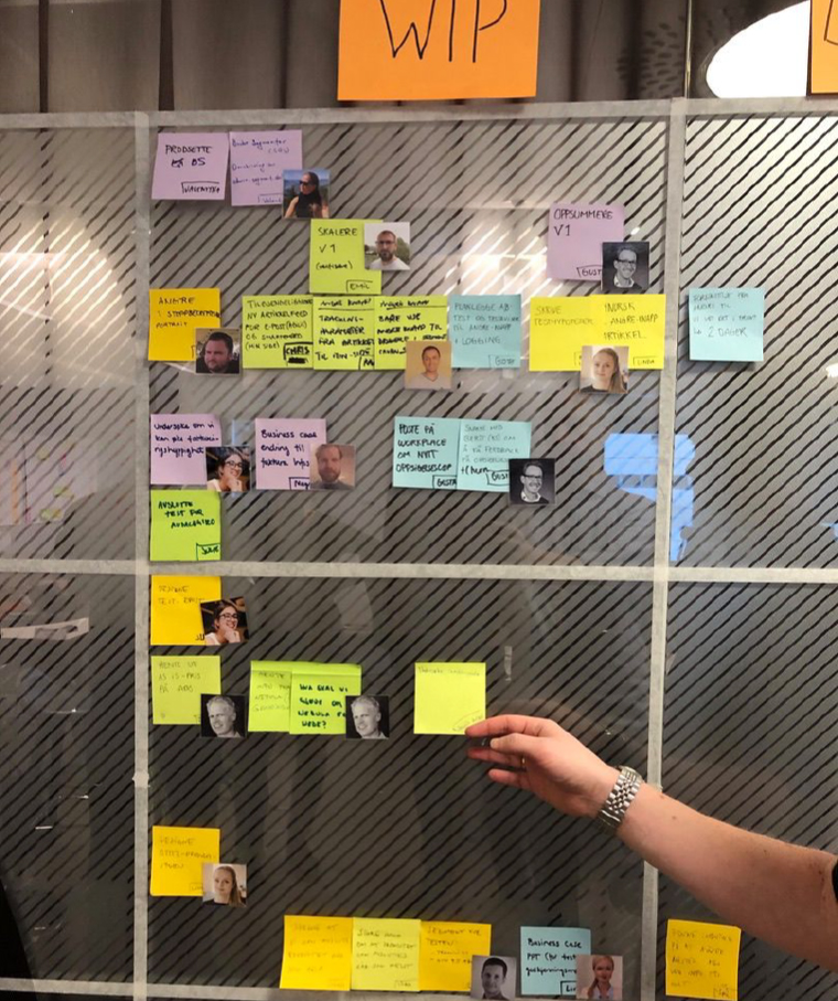 Every task has a name, and every day the team members move tasks to “done” so they can visualise progress.