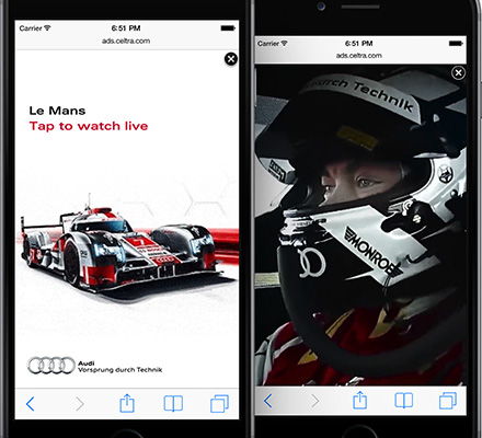 Audi uses vertical videos for mobile for advertising their F1 Team
