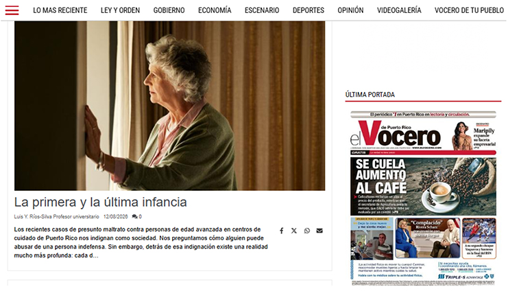 A screenshot from the Web site of El Vocero de Puerto Rico.