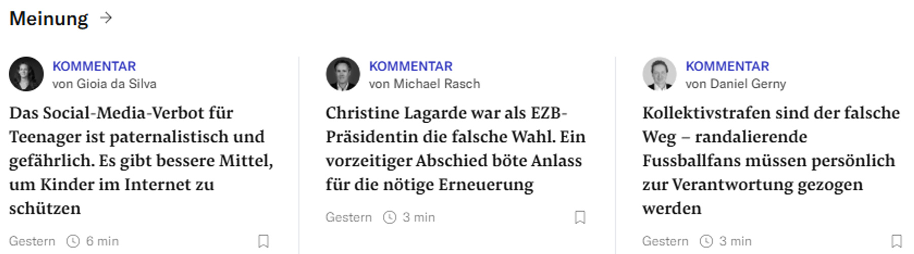 An example of opinion journalism at NZZ.