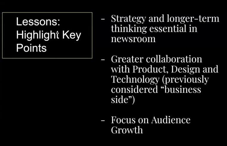 Louise Story offered several lessons in cultural change for newsrooms during a recent INMA Webinar.
