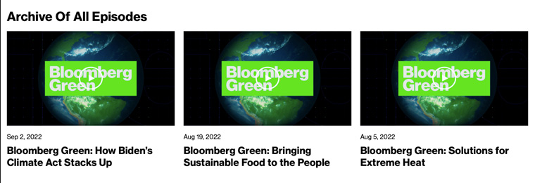 Bloomberg Green is Bloomberg's climate change offering.