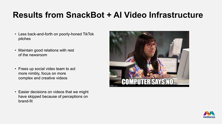 Slide presented by Lyn-Yi Chung, chief editor for growth and innovation at Mediacorp.