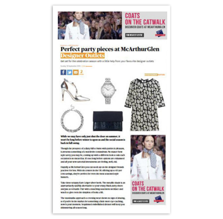 ESI Media gave McArthurGlen a chance to highlight its bargain fashion.