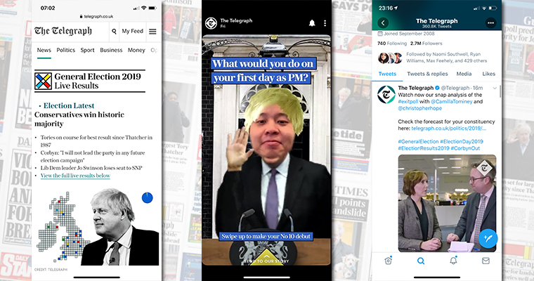 Immediately after polls closed, The Telegraph began publishing content across all of its platforms.