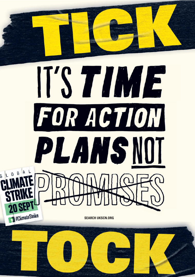Climate strike print materials helped spread the message about the event held throughout the United Kingdom.