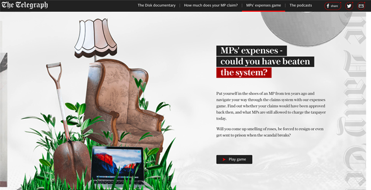 The Telegraph launched an interactive game to mark the 10-year anniversary of the expenses story.