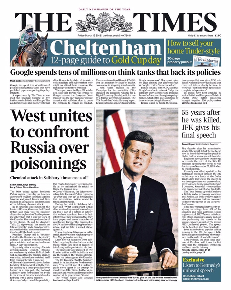 The Times recreated a speech by JFK, which earned several accolades and awards.