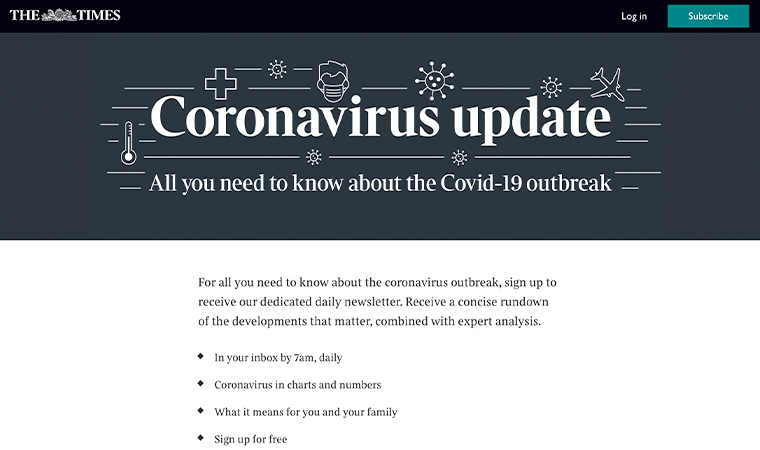 Like many publications, The Times is delivering a daily newsletter focused on COVID-19.