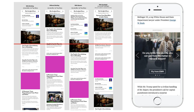 The New York Times offers square ads that fit their mobile columns.