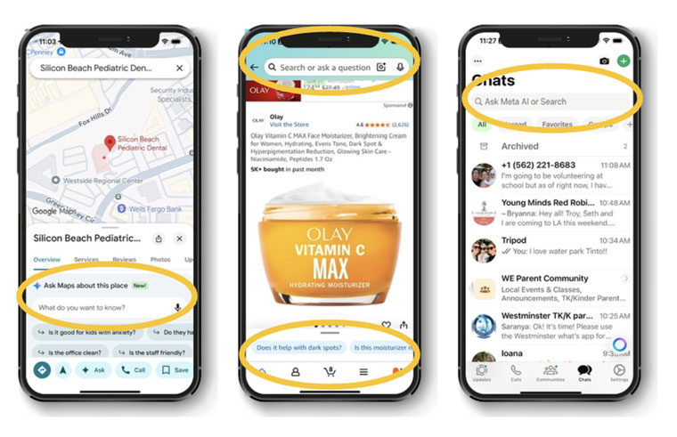 Google maps and Amazon are asking questions instead of only answering them.