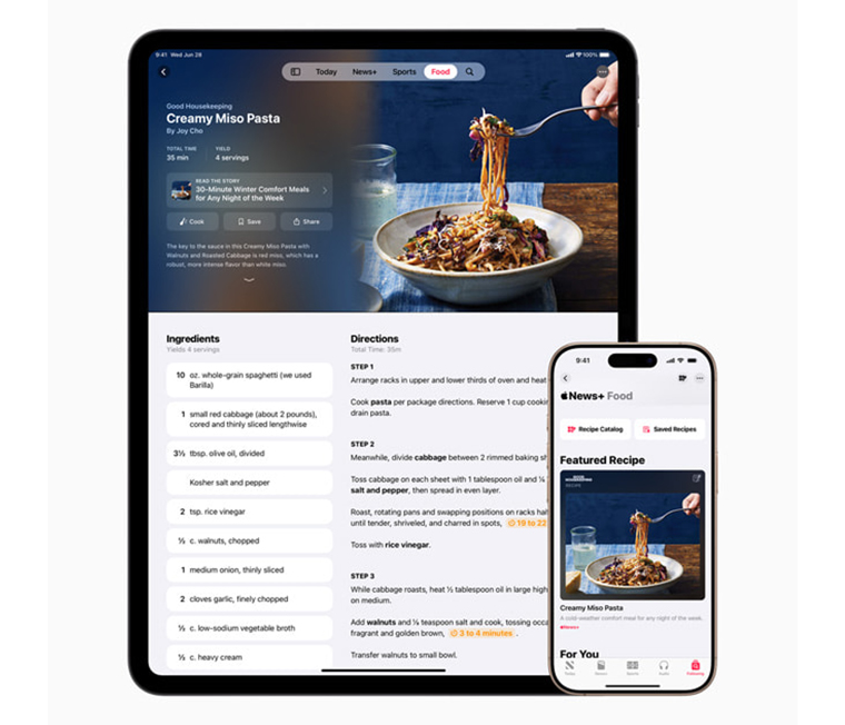 From the announcement of Apple's News+ Food.