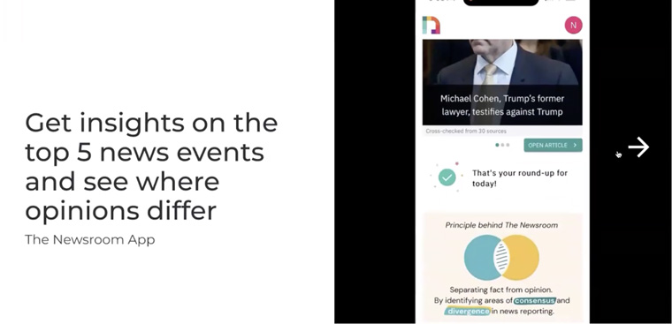 Nikita Roy explains how The Newsroom App shares five top news events with readers.