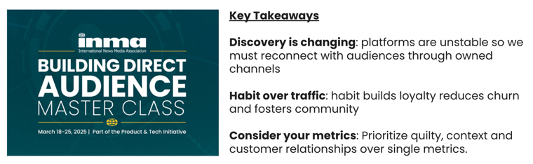 Key takeaways from INMAs Building Direct Audience master class earlier this year.