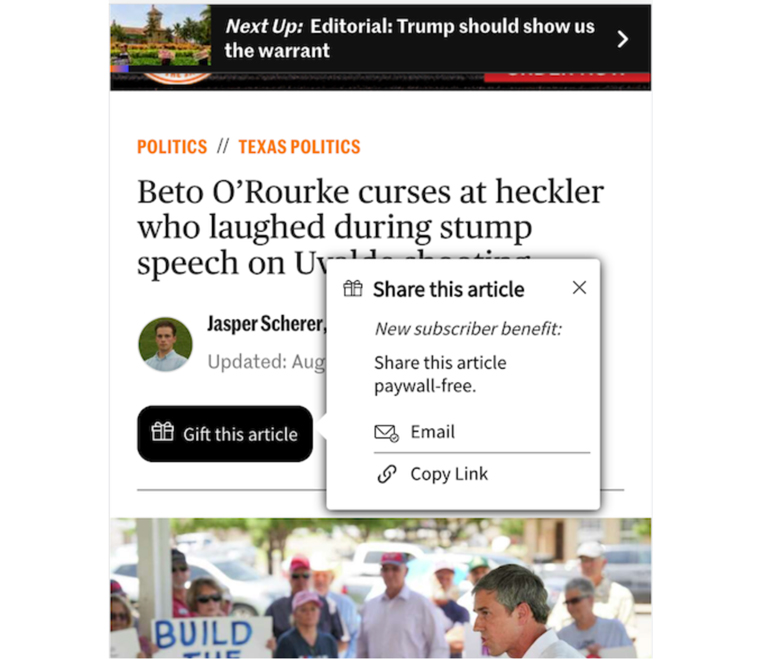 Subscribers are encouraged to share articles with people they think would be interested in the content.