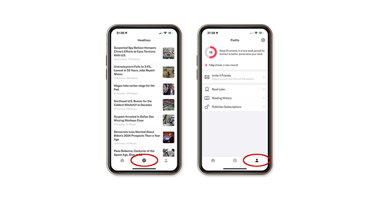 Navigation buttons allow you to control your personal settings as you get closer to 25 articles read.