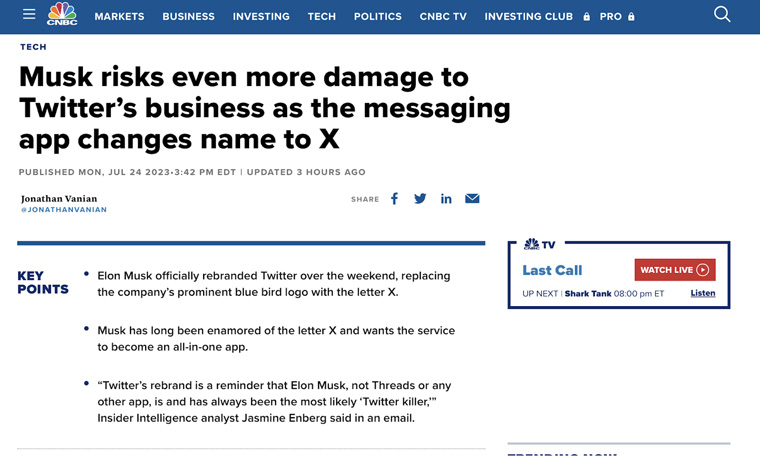 This CNBC article summary is clearly identifiable as such to readers.