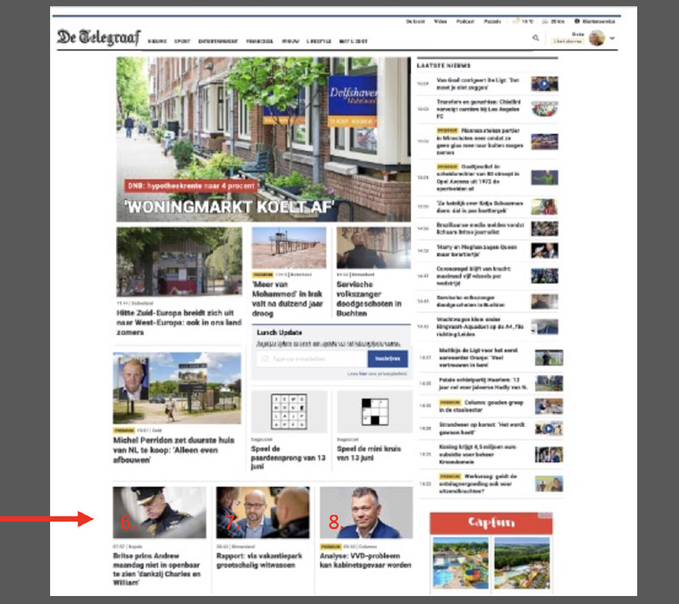 Mediahuis Netherlands personalised only specific segments of its homepage.