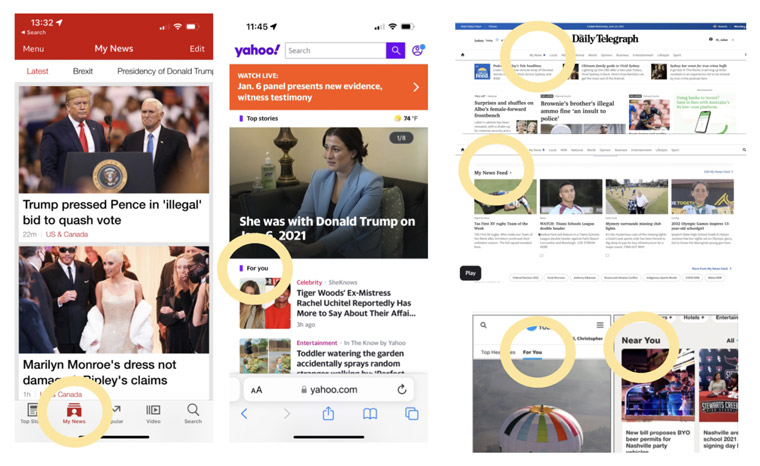 BBC, Yahoo, News Corp Australia, and Gannett point the way to users' personal content.