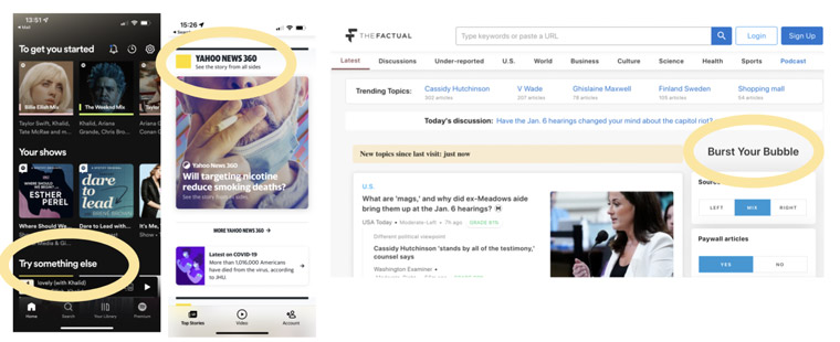 Spotify, Yahoo, and The Factual suggest content based on what users are reading.