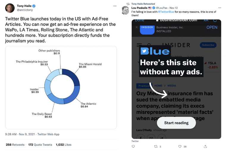 Twitter also offers an ad-free option.