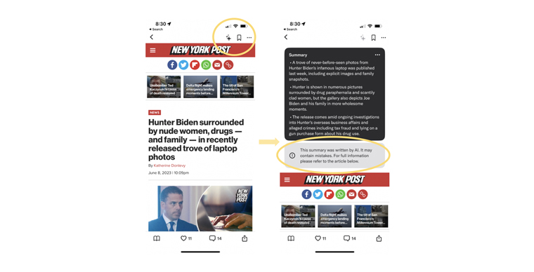 Artifact makes it easy for news readers to get an AI-generated summary.