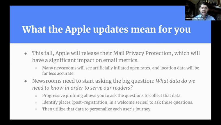 Dan Oshinsky, founder of e-mail consultant group Inbox Collective, explained Apple updates.