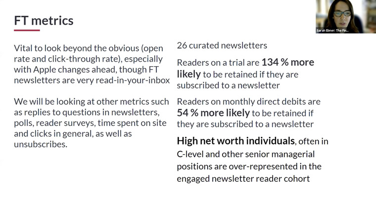 FT trial readers are 134% more likely to keep their subscription of they subscribe to a newsletter.