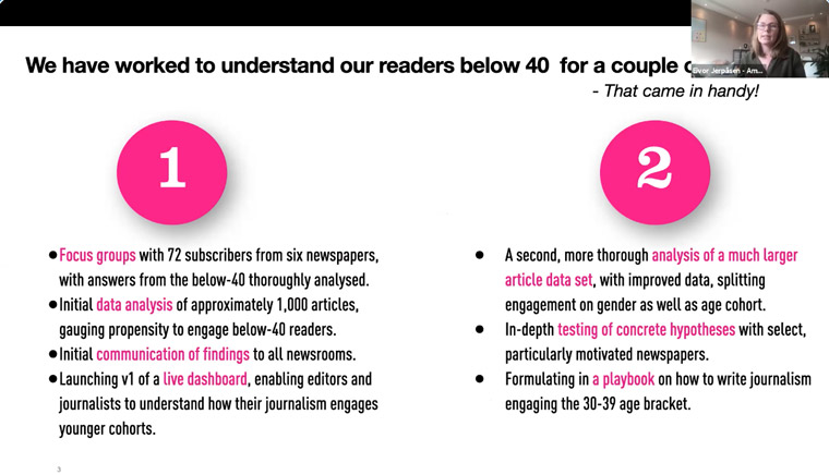 Amedia began researching how to create content more interesting to young readers in 2018, Eivor Jerpåsen, the company's head of editorial development, said during Thursday's Meet-Up..