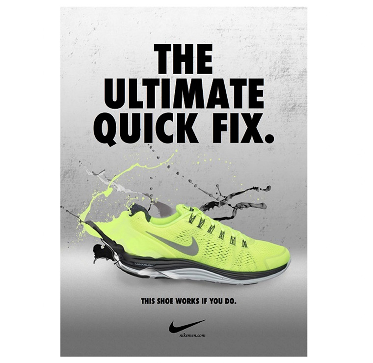 Nike ads combine a powerful visual with minimal text.