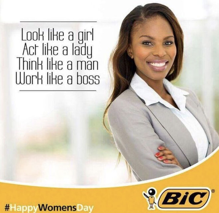 This Bic ad takes advantage of Women's Day to promote its brand.