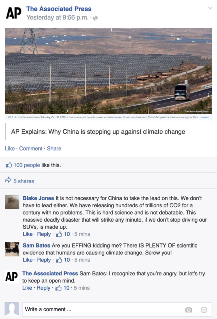 This example from a Facebook post shows how to acknowledge commenters’ emotions.