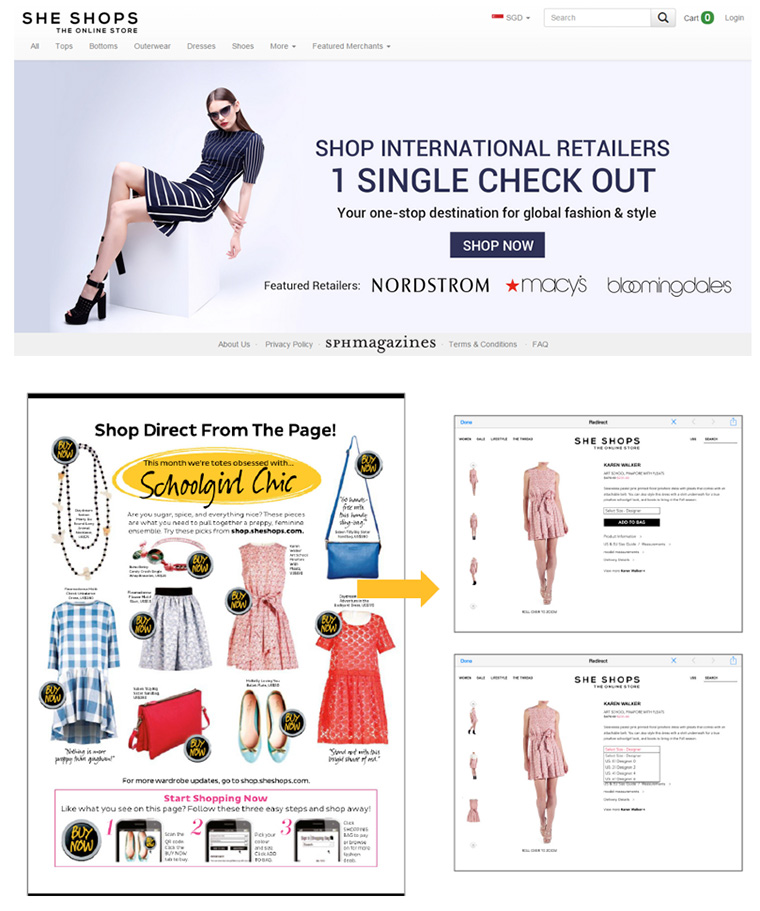 Buy buttons that bring readers to check-out page on SheShops with a single tap.