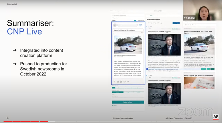 Schibsted's Swedish newsrooms are using GPT-3 to pre-prep wire article summaries that are then looked at by a human before going live.