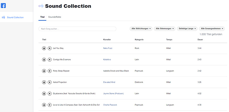Facebook video creators can now access and use music from the Sound Collection.