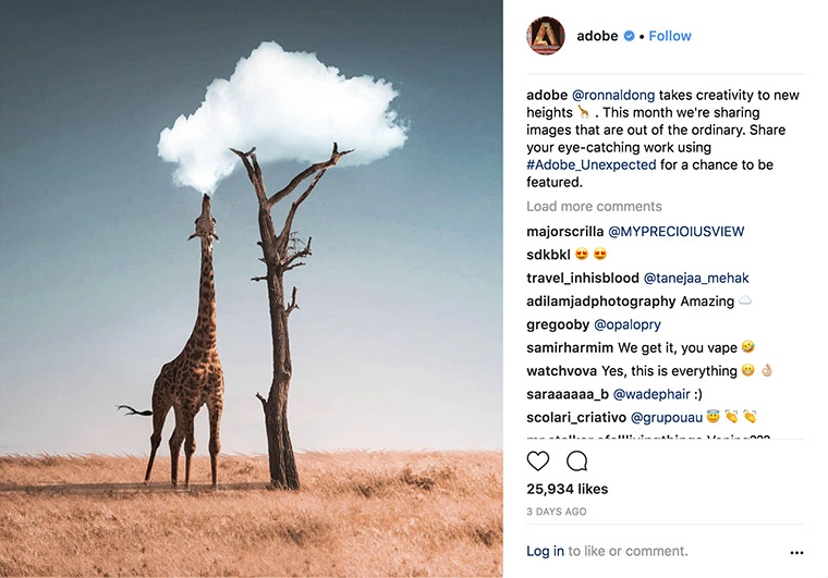Adobe’s feed is made up of user-generated content.