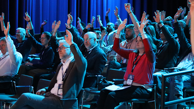 The INMA Media Tech & AI Week attracted 159 delegates from 19 countries in San Francisco. Conference delegates here are doing a group exercise. The INMA Media Tech & AI Week attracted 159 delegates from 19 countries in San Francisco. Conference delegates here are doing a group exercise.