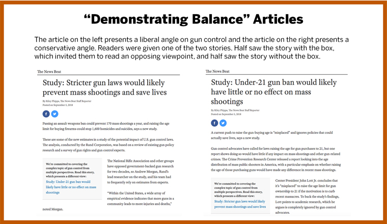 The Demonstrating Balance box explained how a balanced storytelling approach was used.