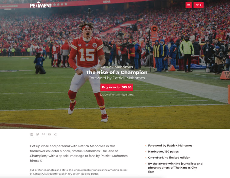 A hardcover book about Patrick Mahomes has sold more than 45,000 copies.