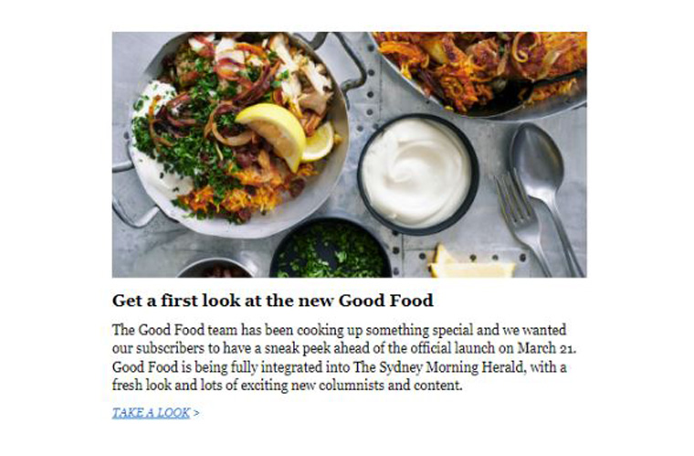 The Good Food content includes insight from culinary experts including a popular food blogger and renowned chef.