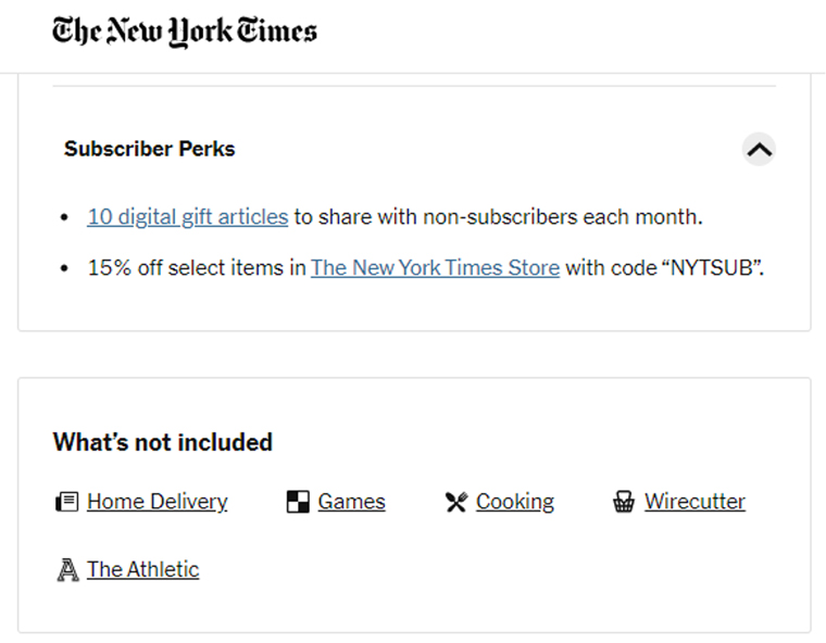 Some products have exclusively been left out of The New York Times bundle.