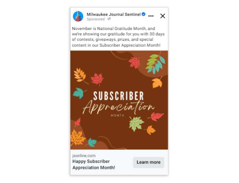 Subscribers learned about the appreciation programme through a series of e-mails, our live blog, social media posts, and newsroom promotions.